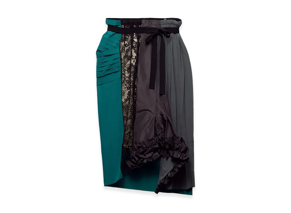 PRADA Women's Technical Taffeta Patchwork Skirt "Ematite"