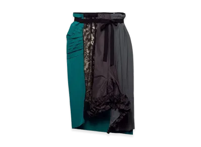 PRADA Women's Technical Taffeta Patchwork Skirt "Ematite"
