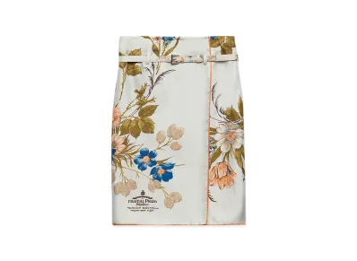 PRADA Women's Printed Silk Twill Skirt "Aqua"
