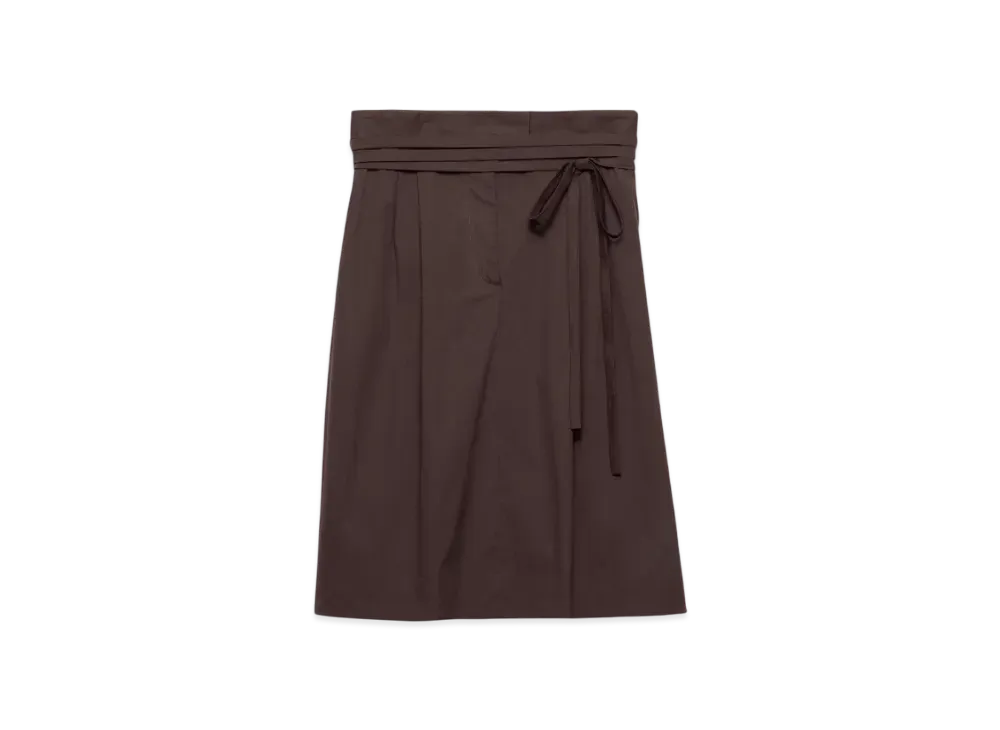 PRADA Women's Poplin Wrap Skirt "Dark Brown"