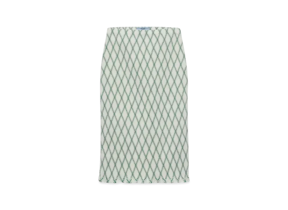 PRADA Women's Cotton Skirt with Geometric Pattern "Green"