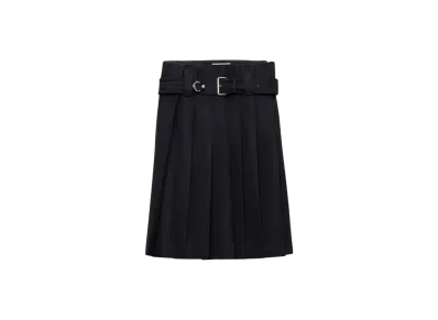 PRADA Women's Pleated Gabardine Skirt "Navy"