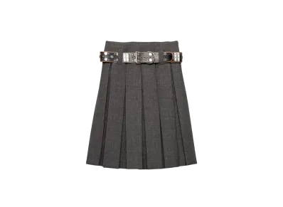 PRADA Women's Rush Stitch Skirt with Belt "Gray"