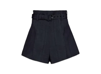 PRADA Women's Pinstripe Wool Shorts "Navy"