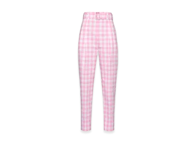 PRADA Women's Gingham Check Pants "Pink"