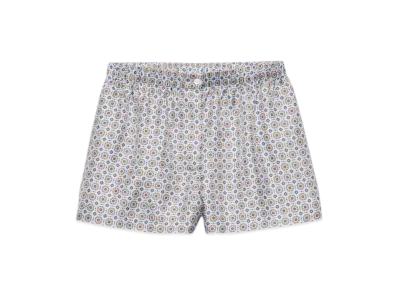 PRADA Women's Printed Silk Twill Shorts "Sky Blue"