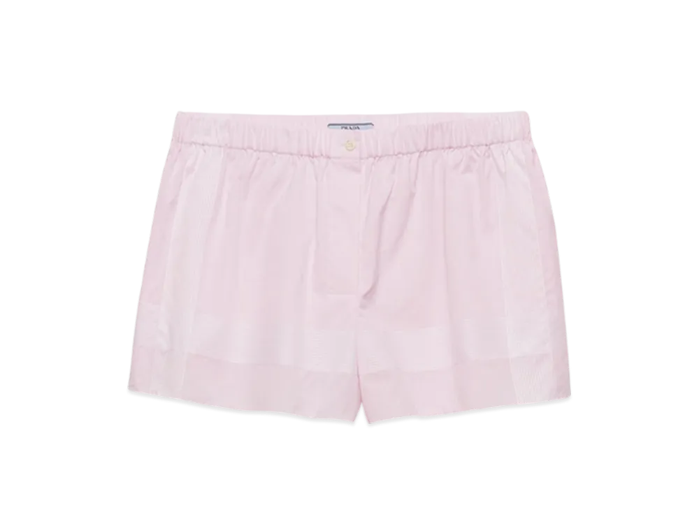 PRADA Women's Checked Cotton Shorts "Alabaster Pink"