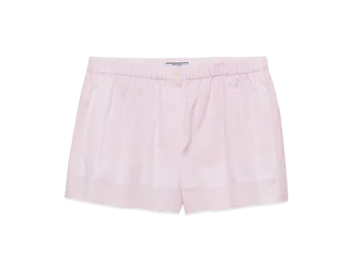 PRADA Women's Checked Cotton Shorts "Alabaster Pink"