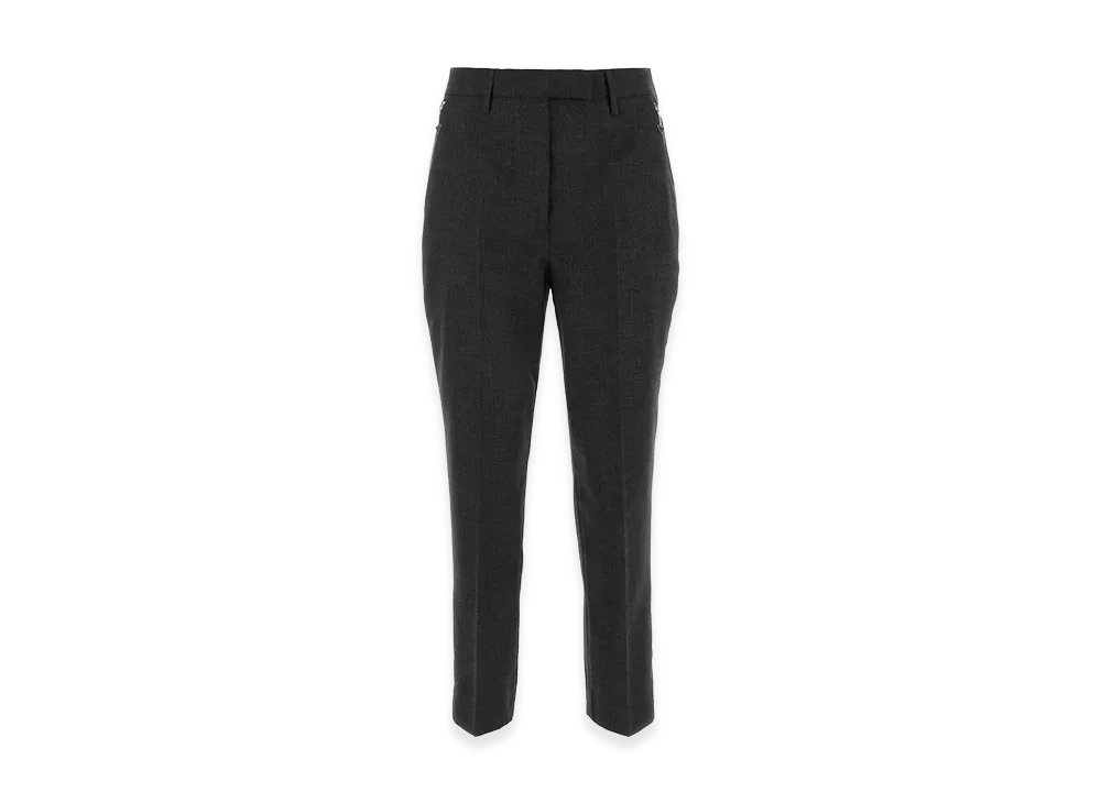 PRADA Women's Melange Graphite Wool Pant "Grey"