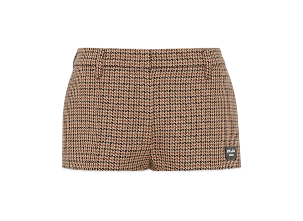 PRADA Women's Houndstooth Check Shorts "Tobacco"