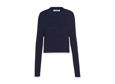 PRADA Women's Cotton Crewneck Sweater "Navy"