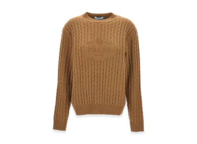 PRADA Women's Logo Intarsia Sweater "Beige"