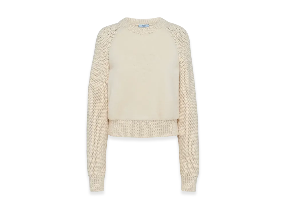 PRADA Women's Alpaca Crew-Neck Sweater "White"