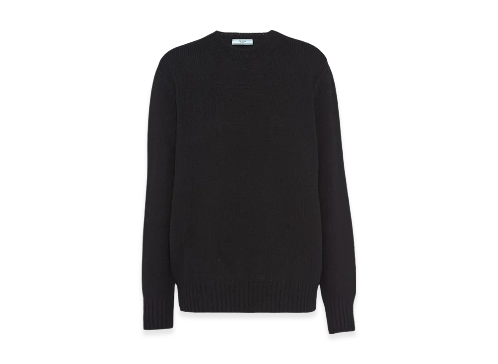 PRADA Women's Wool Cashmere Crew-Neck Sweater "Black"