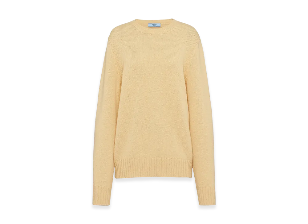 PRADA Women's Wool Cashmere Crew-Neck Sweater "Cream"