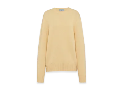 PRADA Women's Wool Cashmere Crew-Neck Sweater "Cream"