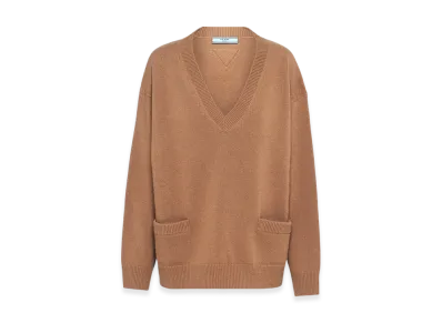 PRADA Women's Wool Cashmere Sweater "Camel Brown"