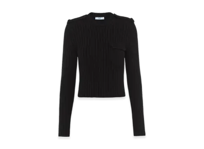 PRADA Women's Wool Cashmere Crew-Neck Sweater "Black"