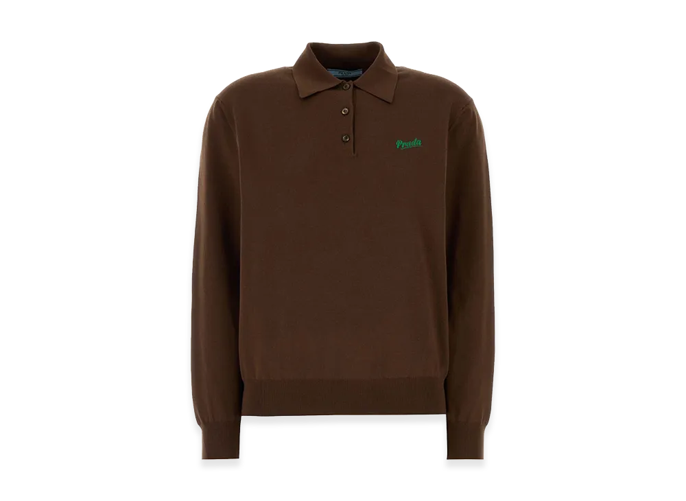 PRADA Women's Silk Blend Polo Shirt "Brown"