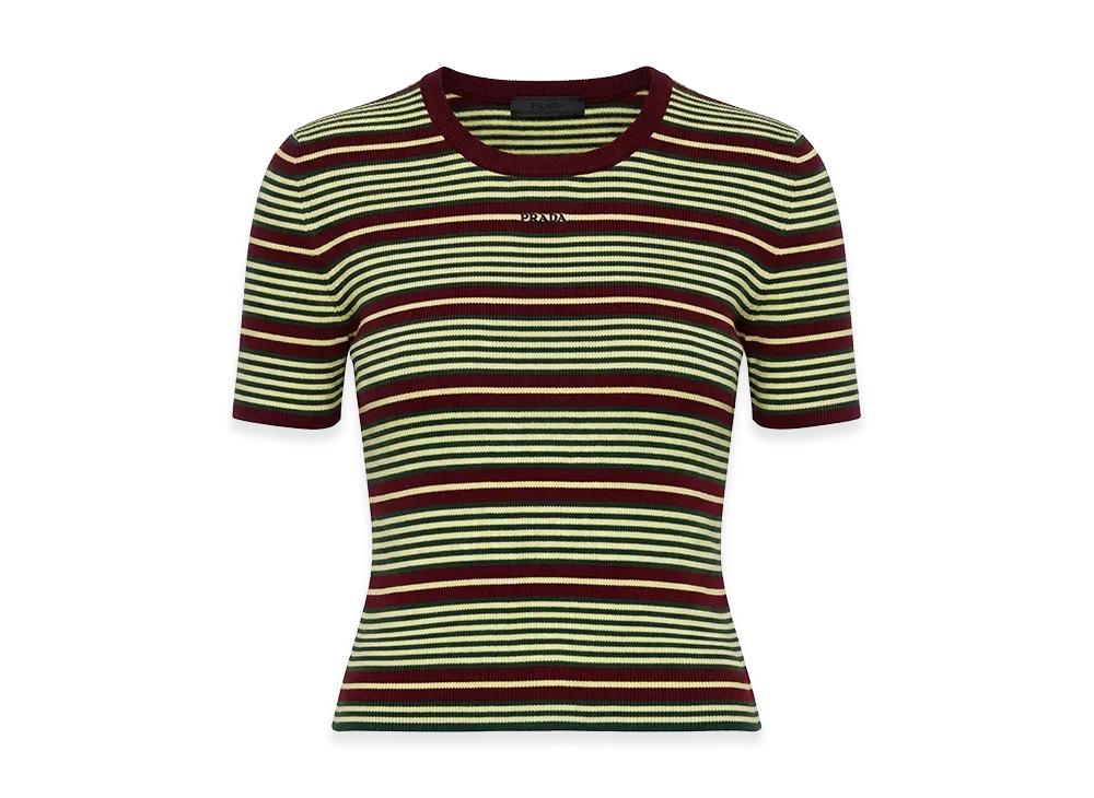 PRADA Women's Embroidecotton Blend T-Shirt "Stripped"