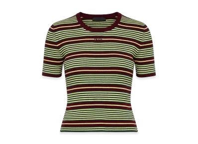 PRADA Women's Embroidecotton Blend T-Shirt "Stripped"