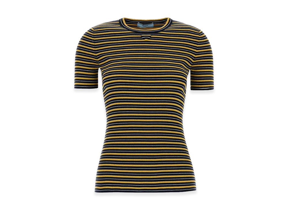 PRADA Women's Embroidestretch Cotton T-Shirt "Stripped"