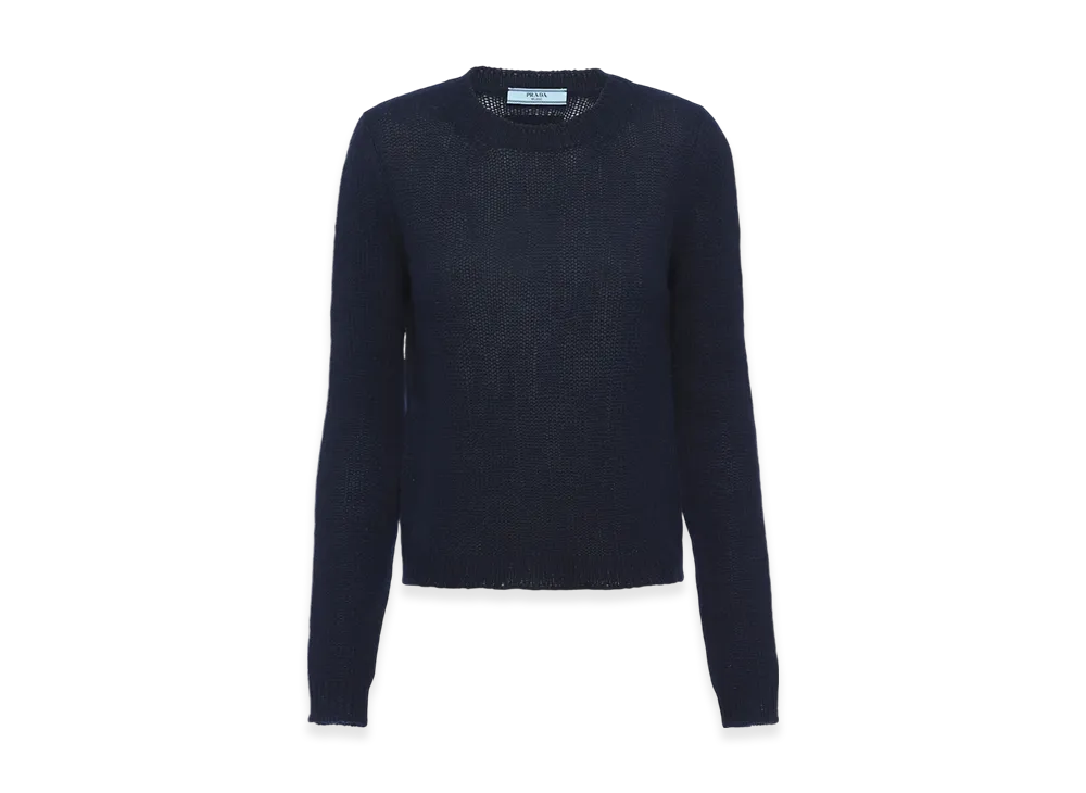 PRADA Women's Cashmere Crewneck Sweater "Navy"