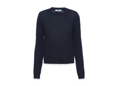 PRADA Women's Cashmere Crewneck Sweater "Navy"