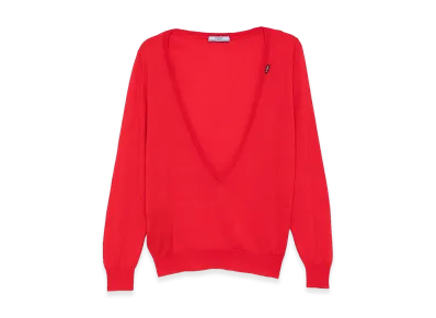 PRADA Wonen's Cashmere V Neck "Red"
