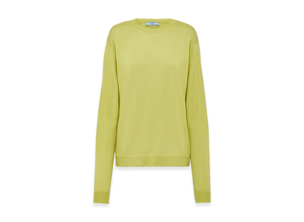 PRADA Women's Cashmere Crewneck Sweater "Lime Green"