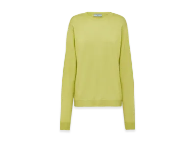 PRADA Women's Cashmere Crewneck Sweater "Lime Green"
