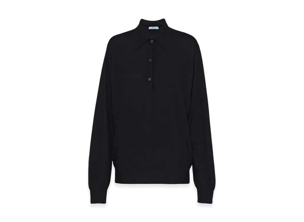 PRADA Women's Cashmere Polo Shirt "Black"
