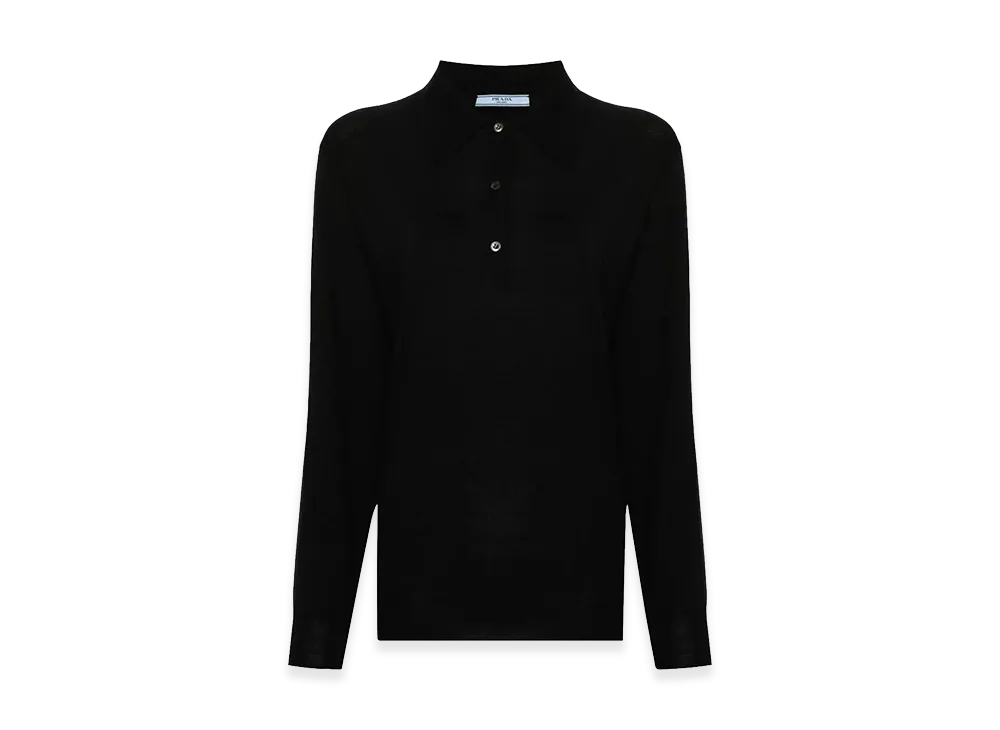 PRADA Women's Maglia Polo Maniche Lunghe "Nero"