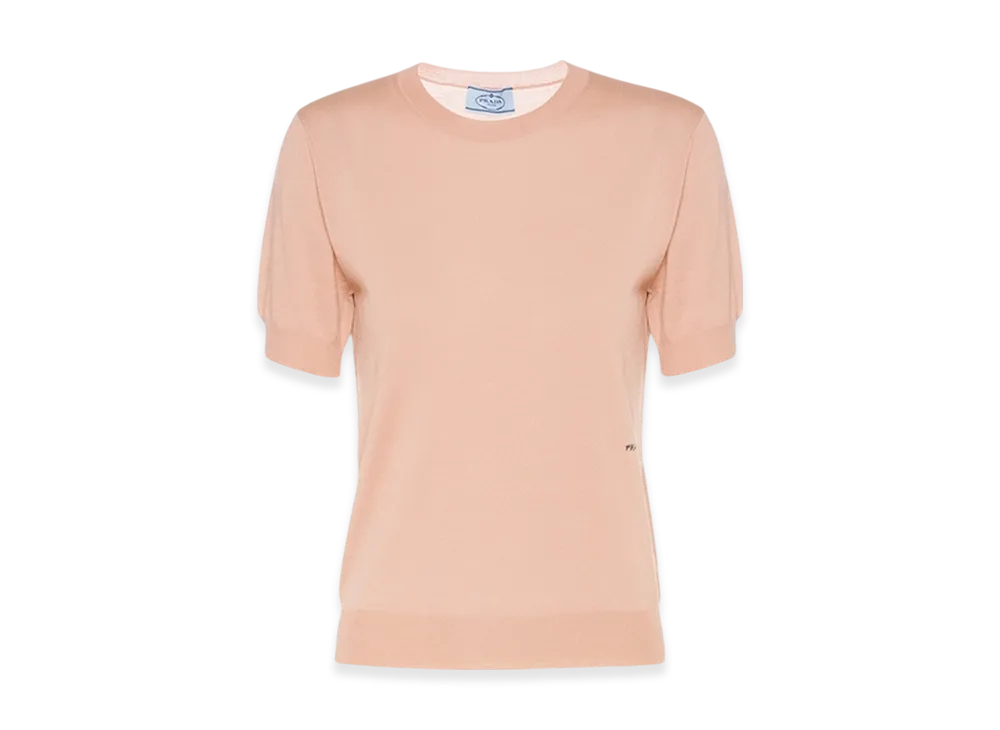 PRADA Women's Worsted Wool Crew-Neck Sweater "Blush"