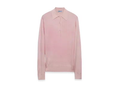 PRADA Women's Cashmere Polo Shirt "Alabaster Pink"