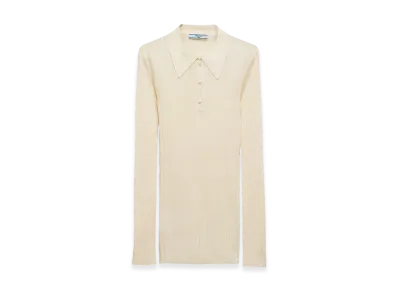 PRADA Women's Cashmere Silk Polo Shirt "Vanilla"