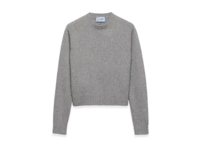 PRADA Women's Ribbed Knit Re-Cashmere Sweater "Grey"