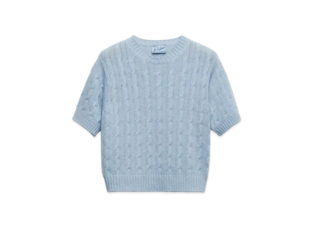 PRADA Women's Cable-Knit Re-Cashmere Sweater "Blue"