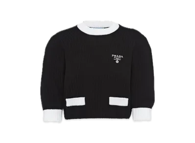 PRADA Cotton Crewneck Sweater "Black/White"