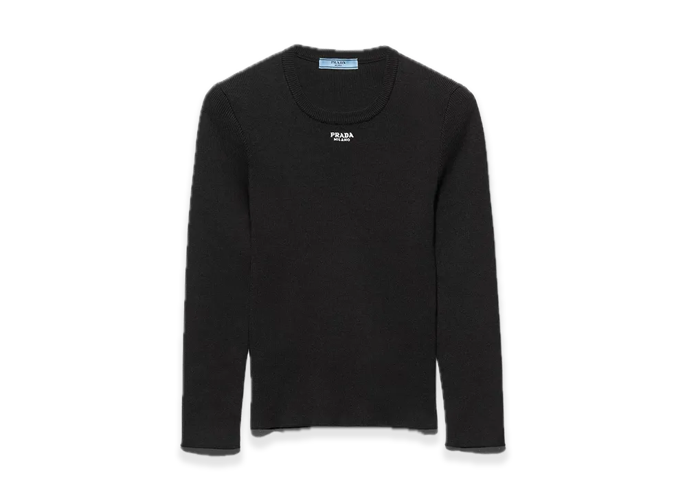 PRADA Cotton Crewneck Sweater "Black"