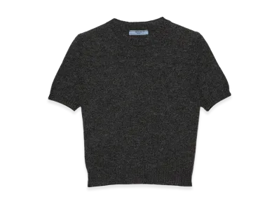 PRADA Women's Short-Sleeved Cashmere Sweater "Slate Gray"