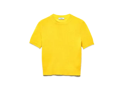PRADA Women's Short-Sleeved Cashmere Sweater "Yellow"
