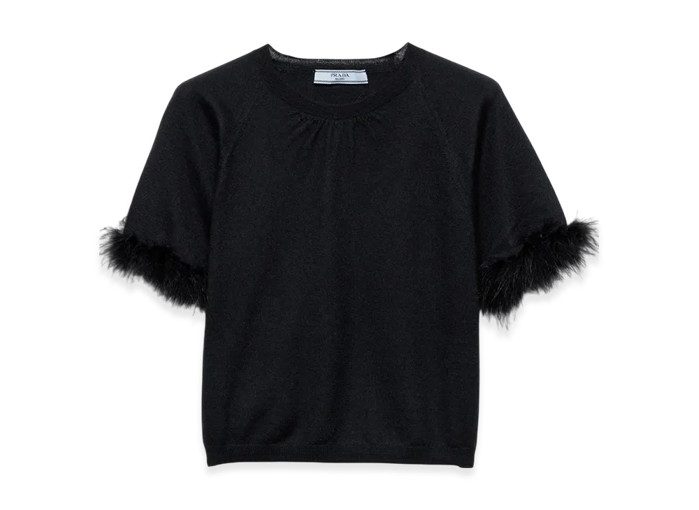 PRADA Women's Cashmere Crew-Neck Sweater "Black"