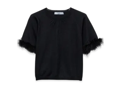 PRADA Women's Cashmere Crew-Neck Sweater "Black"