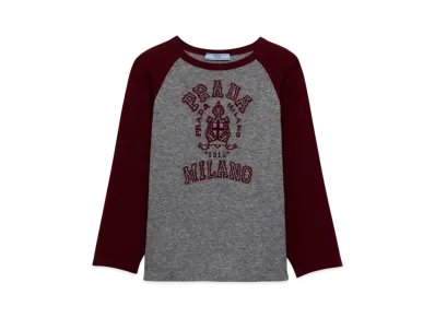 PRADA Women's Cashmere Crew-Neck Sweater "Bordeaux/Gray"