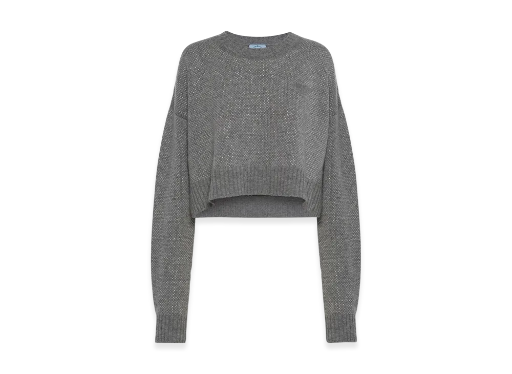 PRADA Women's Studded Cashmere Sweater "Grey"