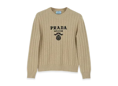 PRADA Women's Cashmere Crewneck Sweater "Albino White"