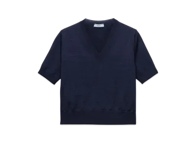 PRADA Women's V-Neck Wool Sweater "Navy"