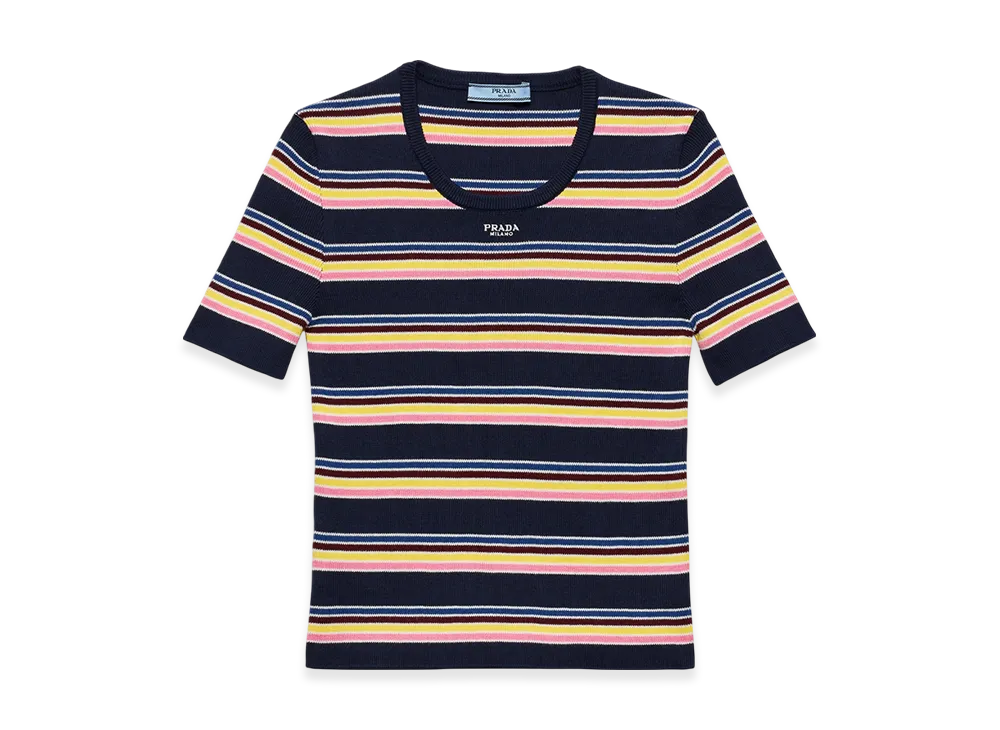 PRADA Women's Cotton Crew-Neck Sweater "Navy"