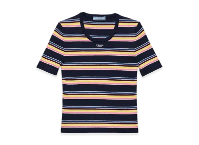 PRADA Women's Cotton Crew-Neck Sweater "Navy"